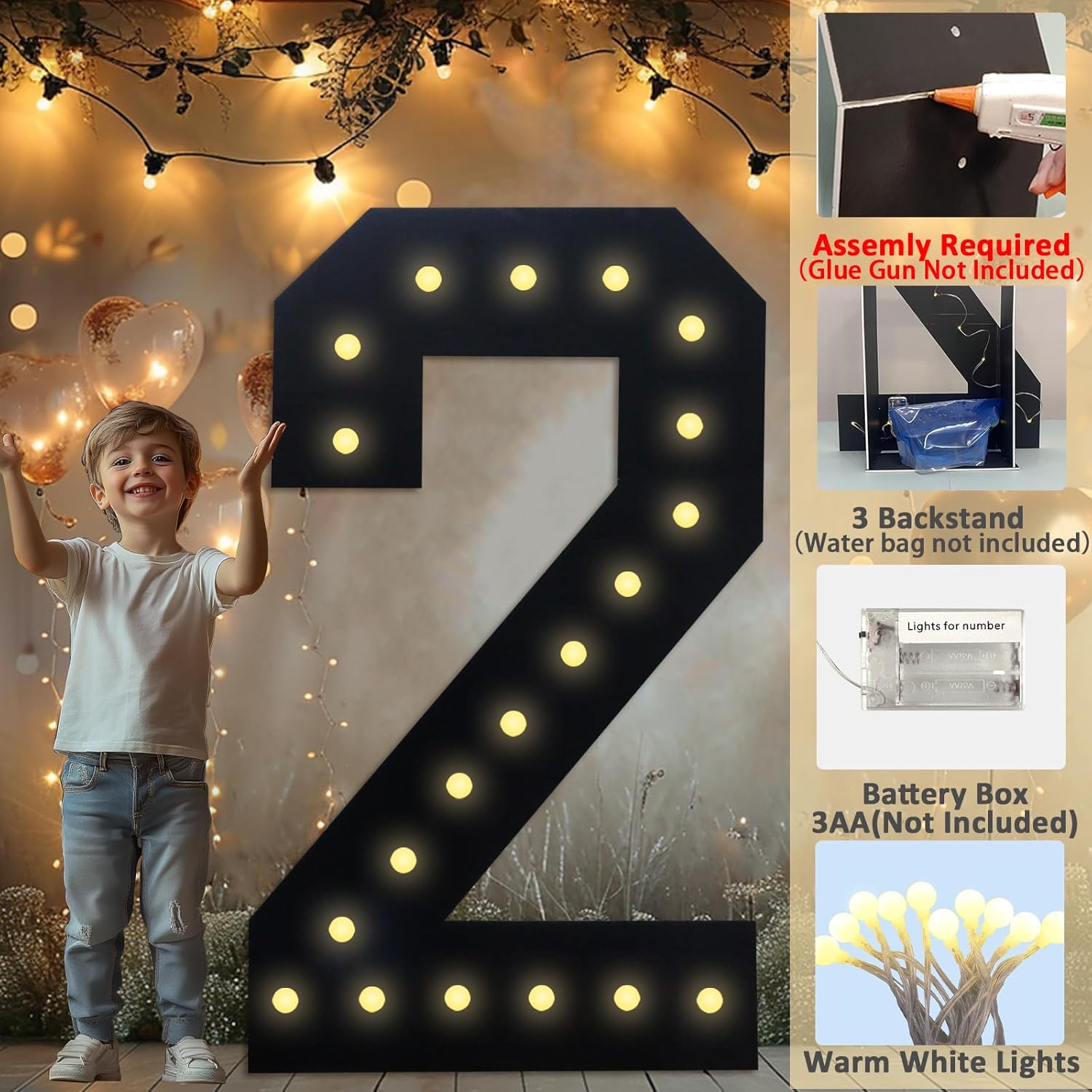 4FT Marquee Light Up Numbers, Black Giant Marquee Number Big Mosaic Number for 10th 30th 60th Birthday Party Decorations Backdrop 0 Anniversary Decor, Pre-Cut Frame Large Number 0